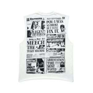 News paper Sleeveless (rhinestone logo)